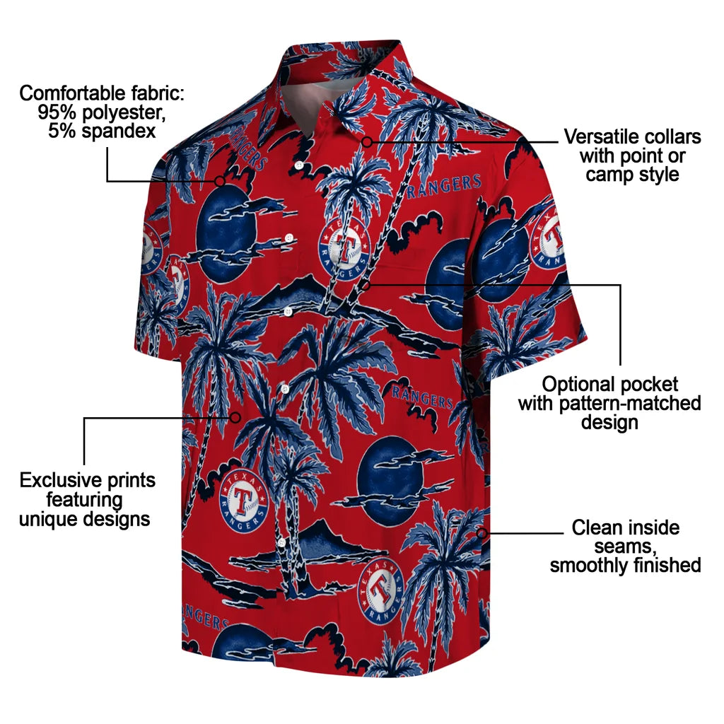 Texas Rangers Hawaiian Shirt - Palm Sunset | Moonbestprint