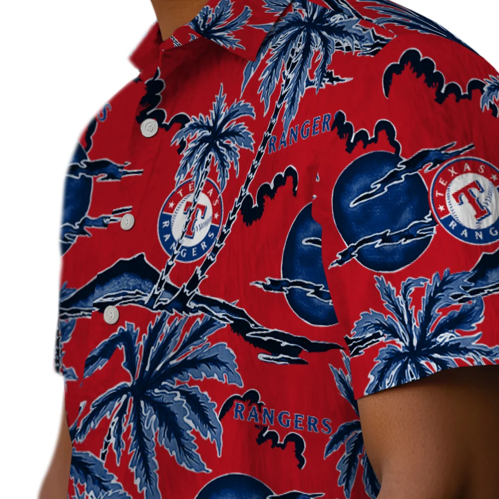 Texas Rangers Hawaiian Shirt - Palm Sunset | Moonbestprint