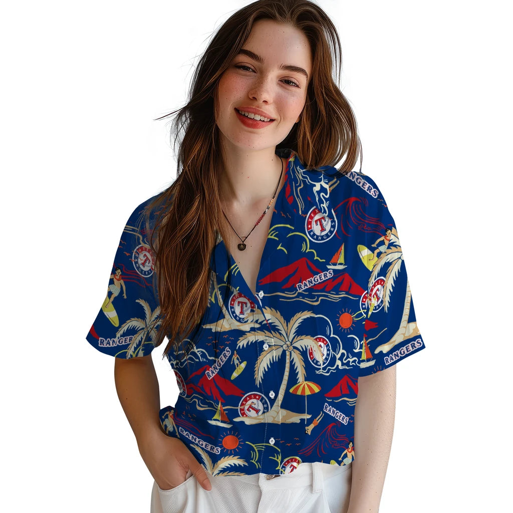 Texas Rangers Hawaiian Shirt - Palm Tree Island | Moonbestprint