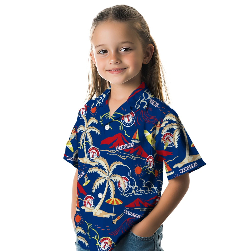 Texas Rangers Hawaiian Shirt - Palm Tree Island | Moonbestprint