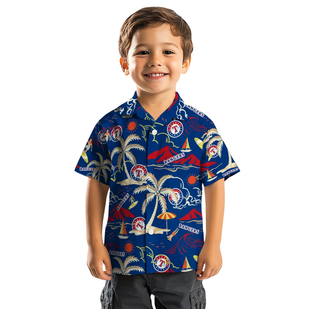 Texas Rangers Hawaiian Shirt - Palm Tree Island | Moonbestprint