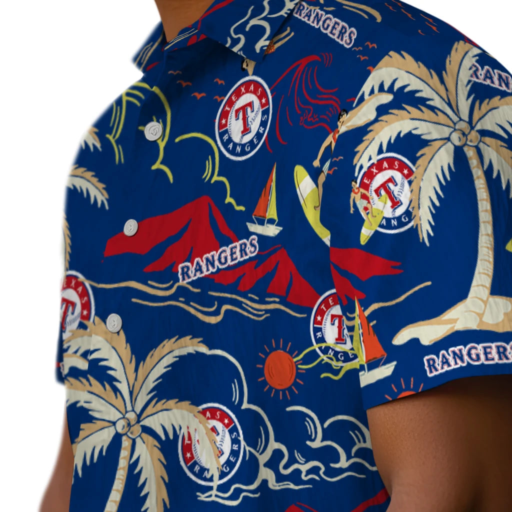 Texas Rangers Hawaiian Shirt - Palm Tree Island | Moonbestprint