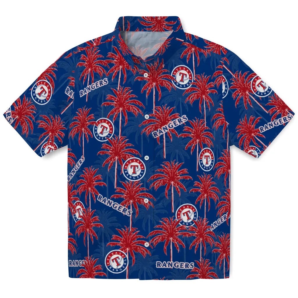 Texas Rangers Hawaiian Shirt - Palm Tree Motif | Moonbestprint