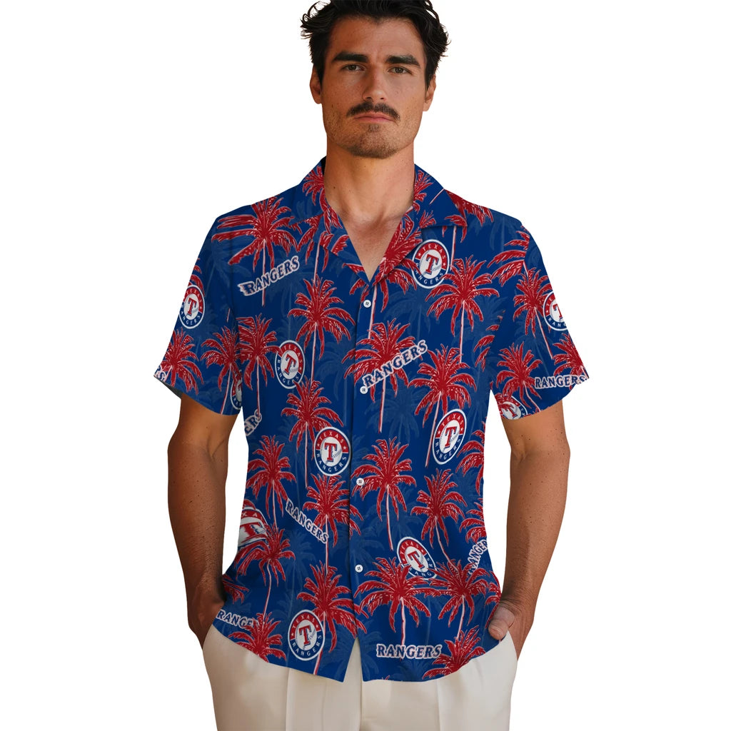 Texas Rangers Hawaiian Shirt - Palm Tree Motif | Moonbestprint