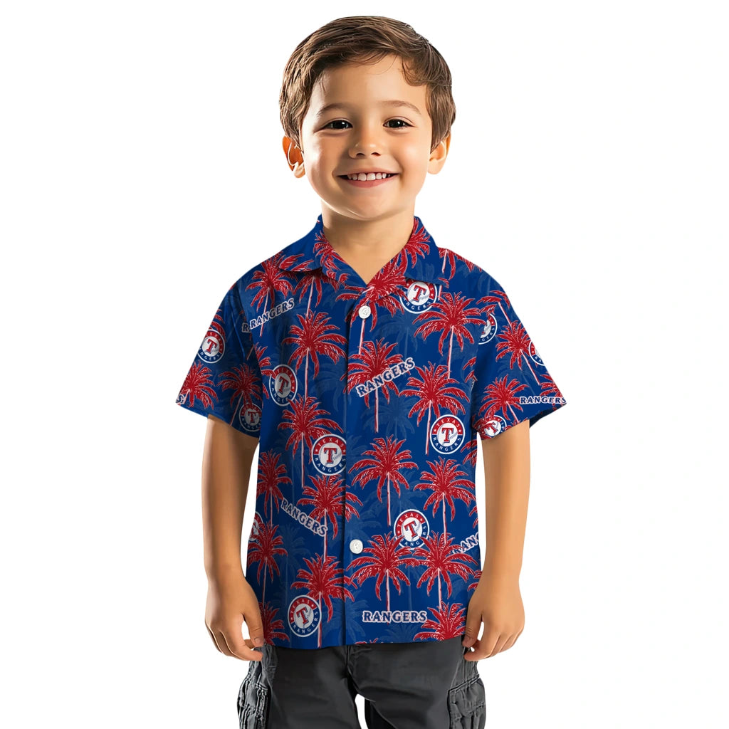 Texas Rangers Hawaiian Shirt - Palm Tree Motif | Moonbestprint