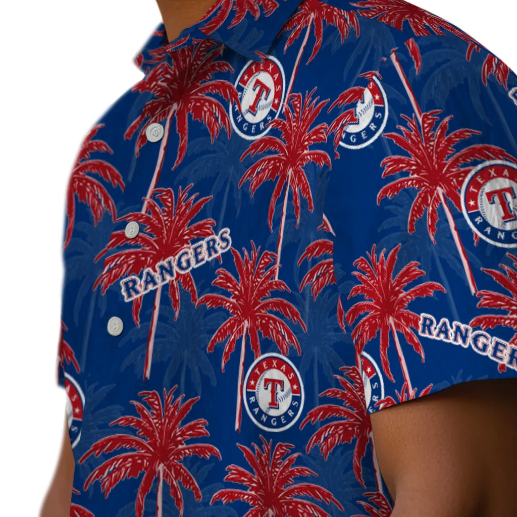 Texas Rangers Hawaiian Shirt - Palm Tree Motif | Moonbestprint