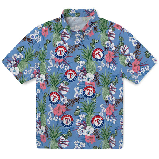 Texas Rangers Hawaiian Shirt - Pineapple Bouquet | Moonbestprint