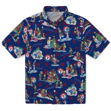 Texas Rangers Hawaiian Shirt - Simpsons Christmas | Moonbestprint
