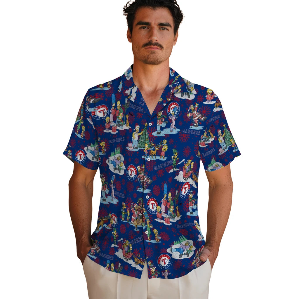 Texas Rangers Hawaiian Shirt - Simpsons Christmas | Moonbestprint
