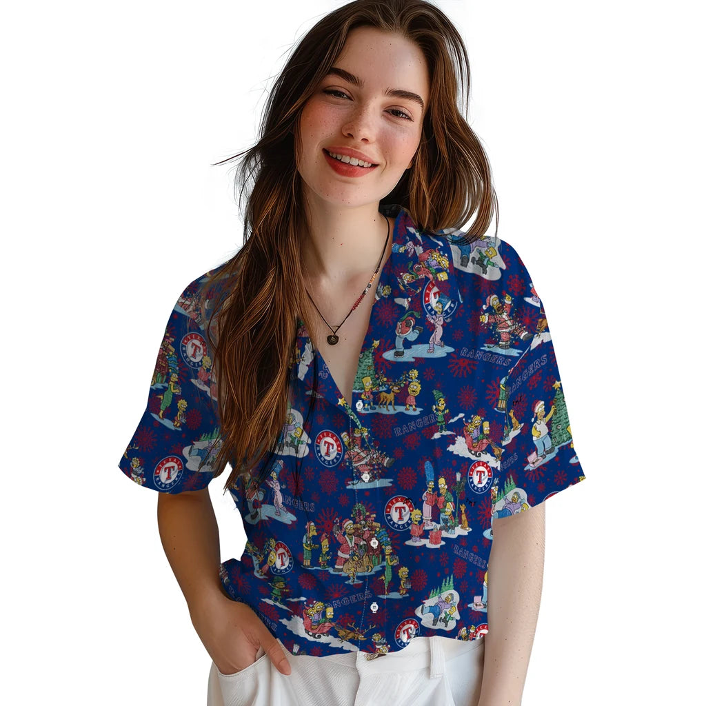 Texas Rangers Hawaiian Shirt - Simpsons Christmas | Moonbestprint