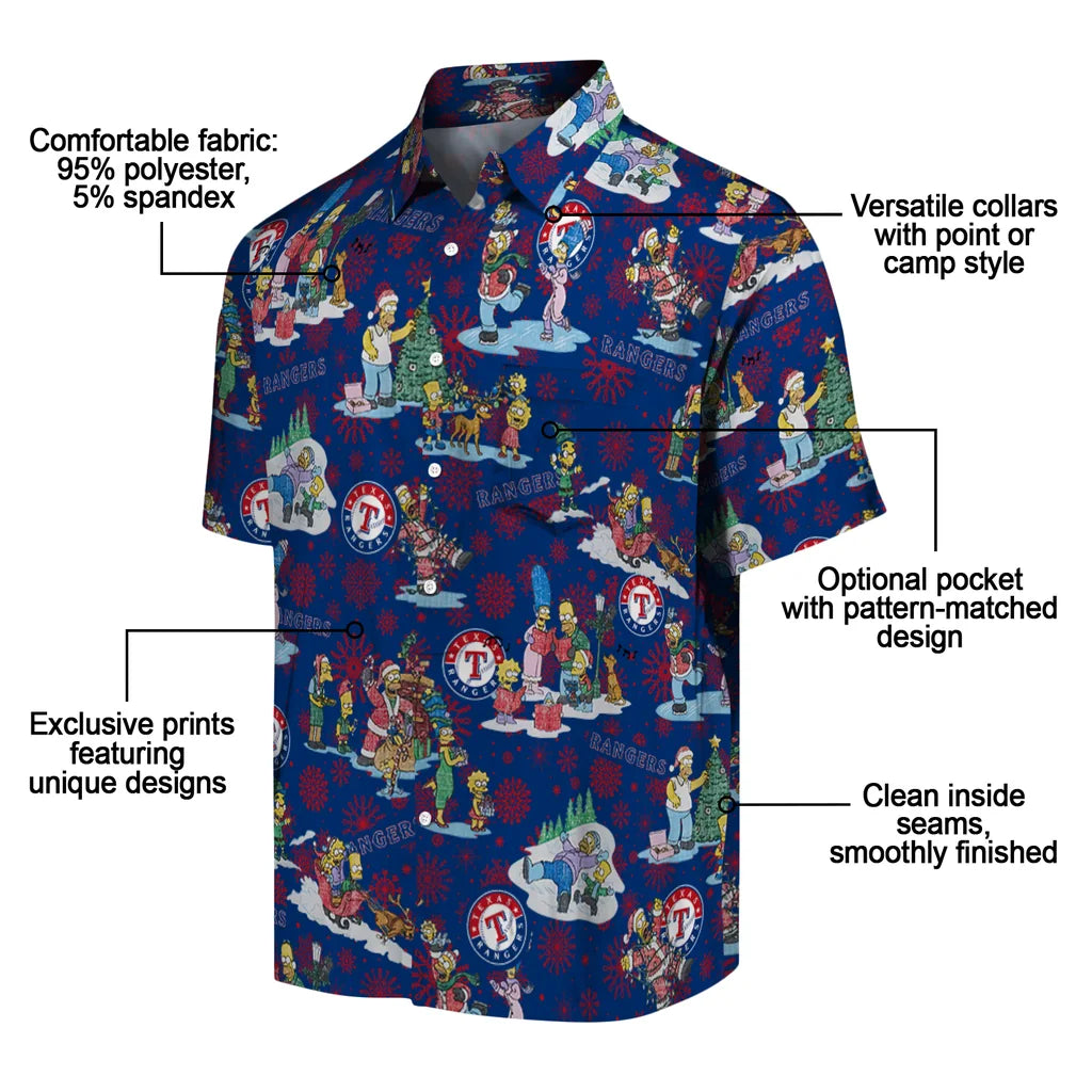 Texas Rangers Hawaiian Shirt - Simpsons Christmas | Moonbestprint