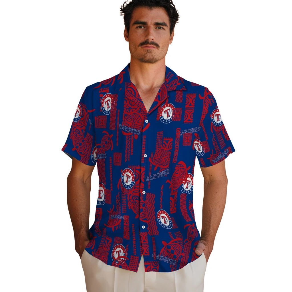 Texas Rangers Hawaiian Shirt - Turtle Lines | Moonbestprint