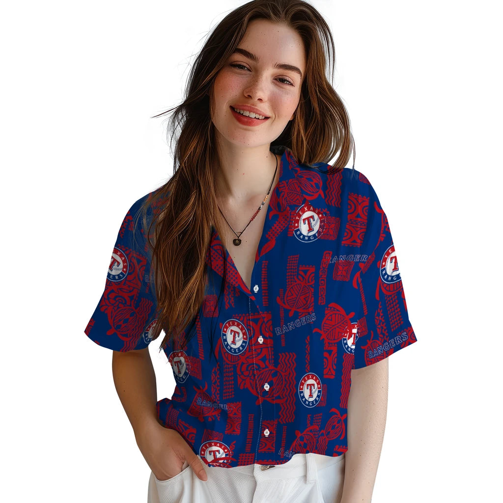 Texas Rangers Hawaiian Shirt - Turtle Lines | Moonbestprint