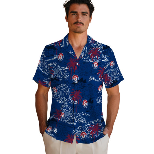 Texas Rangers Hawaiian Shirt - Wave Palm | Moonbestprint