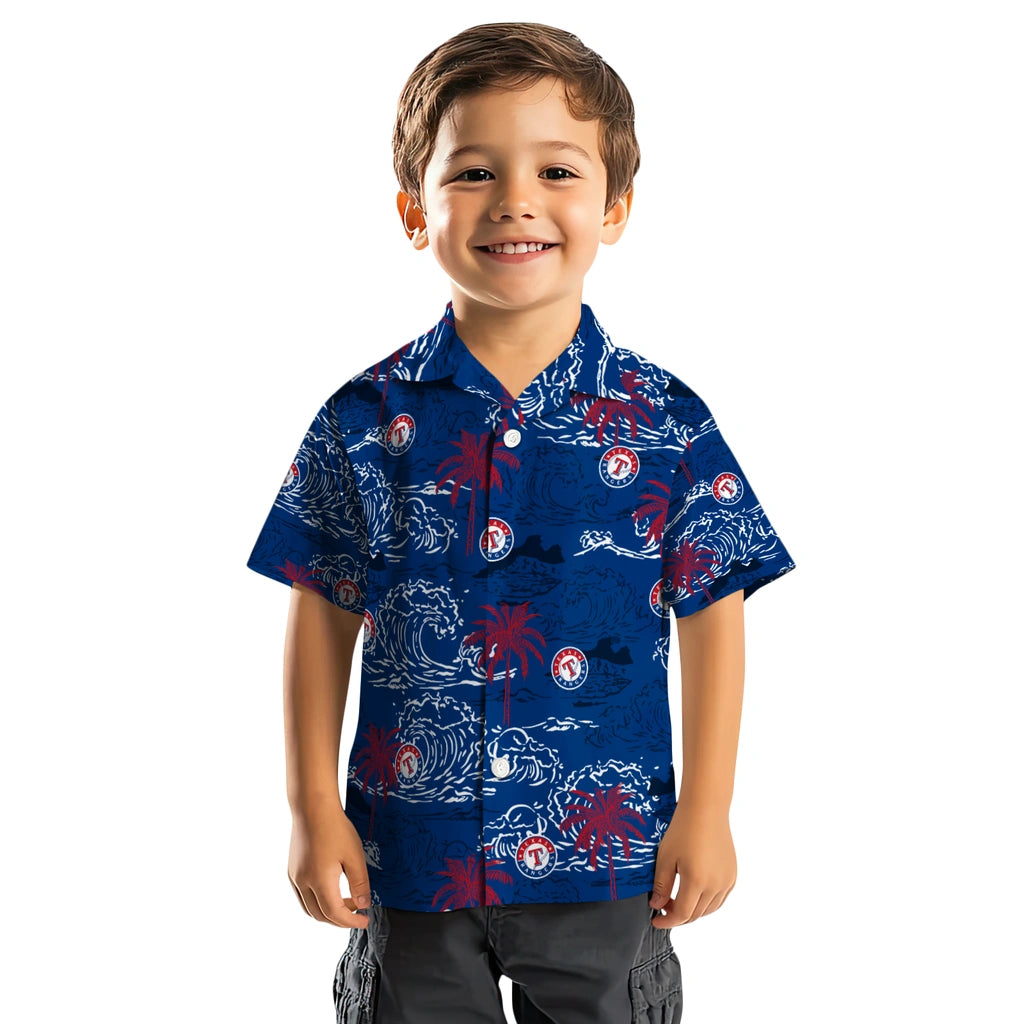 Texas Rangers Hawaiian Shirt - Wave Palm | Moonbestprint