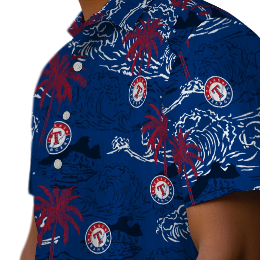 Texas Rangers Hawaiian Shirt - Wave Palm | Moonbestprint