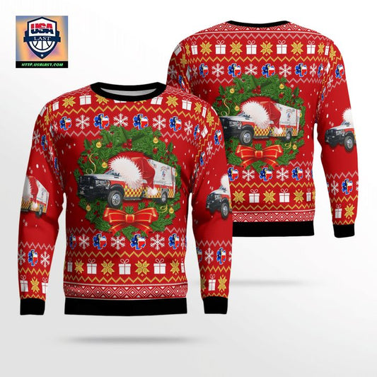 Texas San Marcos Hays County EMS Christmas Sweater 3D ? Usalast
