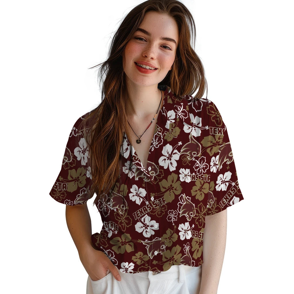 Texas State Bobcats Hibiscus Bloom Hawaiian Shirt – Moonbestprint