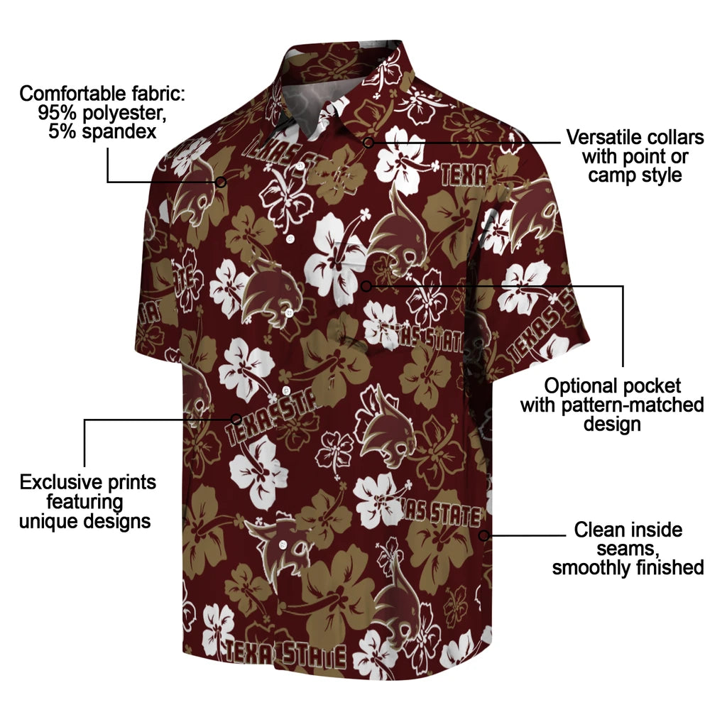 Texas State Bobcats Hibiscus Bloom Hawaiian Shirt – Moonbestprint