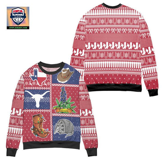 Texas State Signature Ugly Christmas Sweater ? Red ? Usalast