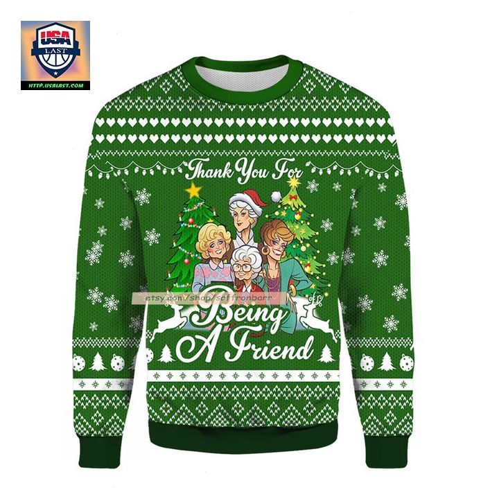 Thank You For Being A Friend Golden Girls Ugly Christmas 3D Sweater ? Usalast