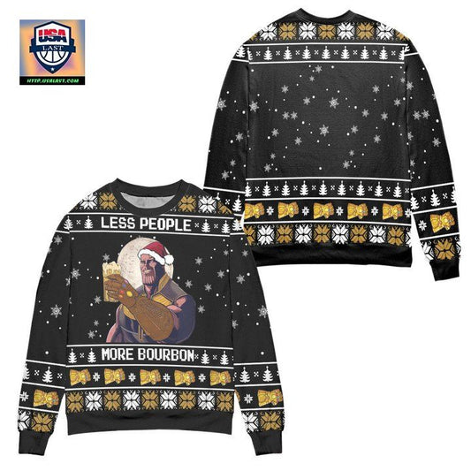 Thanos Less People More Bourbon Snowflake Ugly Christmas Sweater ? Black ? Usalast