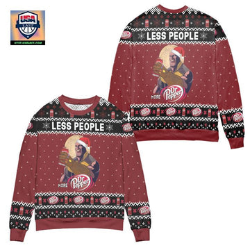 Thanos Less People More Dr Pepper Snowflake Ugly Christmas Sweater ? Red ? Usalast