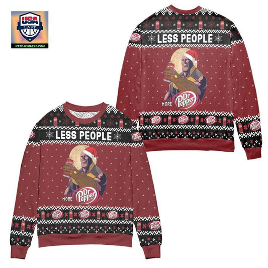 Thanos Less People More Dr Pepper Snowflake Ugly Christmas Sweater ? Red ? Usalast