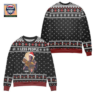 Thanos Less People More Miller Lite Snowflake Pattern Ugly Christmas Sweater ? Black ? Usalast