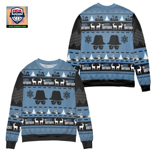 The Blues Brothers Snowflake Ugly Christmas Sweater ? Black Blue ? Usalast