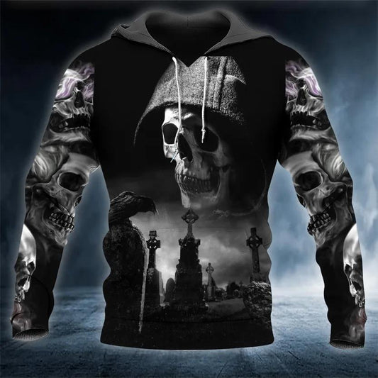 The Death Hunter Skull 3D All Over Print Hoodie -Moonbestprint