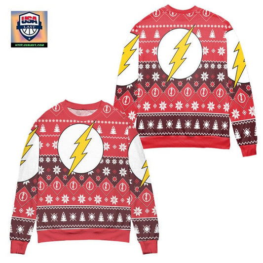 The Flash Logo DC Christmas Pattern Ugly Christmas Sweater ? Red ? Usalast