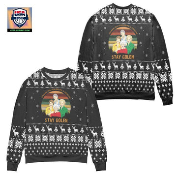 The Golden Girls Thank You for Being A Friend Snowflake Pattern Ugly Christmas Sweater ? Black ? Usalast