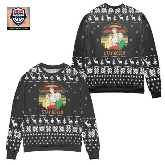 The Golden Girls Thank You for Being A Friend Snowflake Pattern Ugly Christmas Sweater ? Black ? Usalast