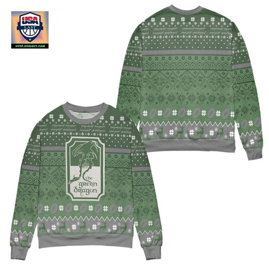 The Green Dragon Lord Of The Rings Snowflake Pattern Ugly Christmas Sweater ? Green ? Usalast