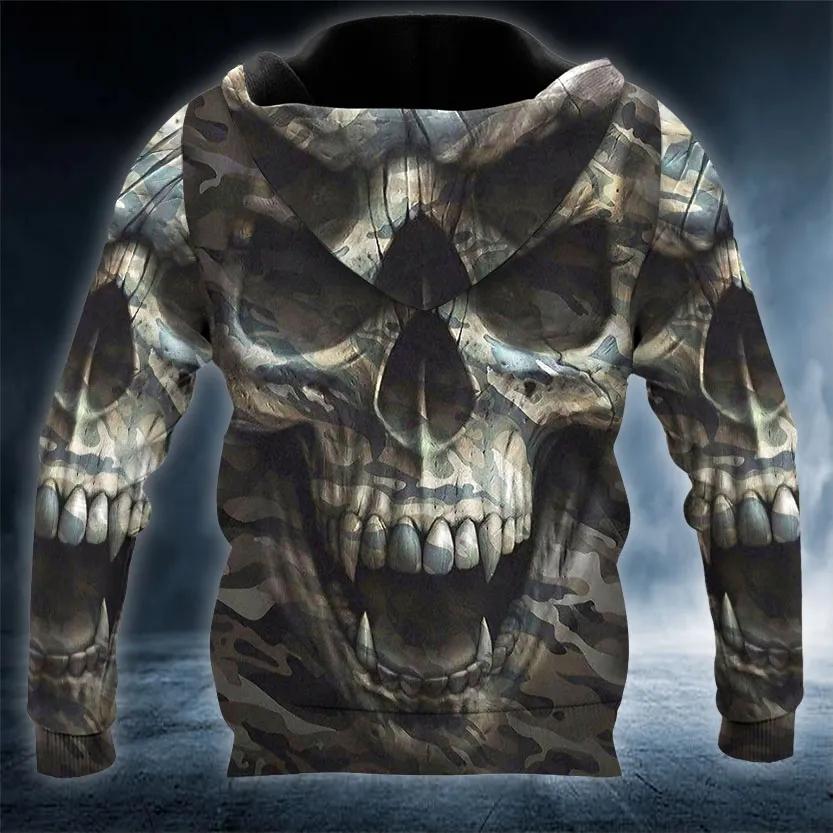 The Hideout Camo Skull 3D All Over Print Hoodie -Moonbestprint