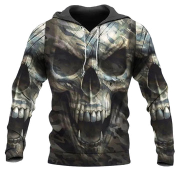 The Hideout Camo Skull 3D All Over Print Hoodie -Moonbestprint