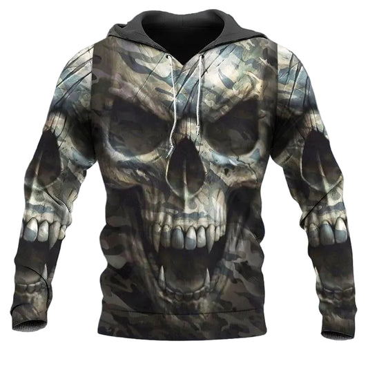 The Hideout Camo Skull 3D All Over Print Hoodie -Moonbestprint