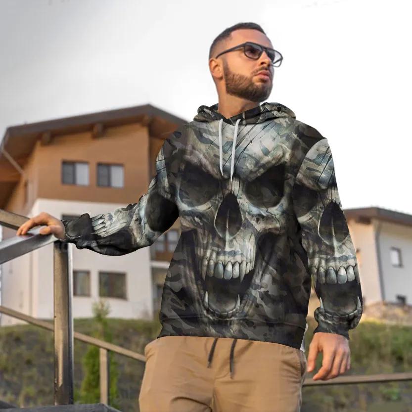 The Hideout Camo Skull 3D All Over Print Hoodie -Moonbestprint