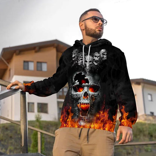 The Immortal Death Of Five Fire Skull 3D All Over Print Hoodie -Moonbestprint
