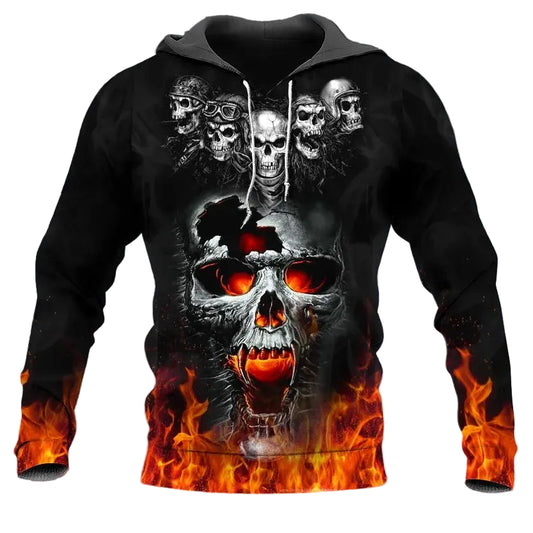 The Immortal Death Of Five Fire Skull 3D All Over Print Hoodie -Moonbestprint
