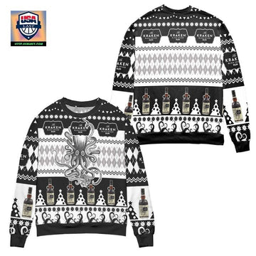 The Kraken Spiced Rum Argyle Pattern Ugly Christmas Sweater ? Black ? Usalast