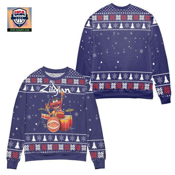 The Muppet Show Zildjian Drums Ugly Christmas Sweater ? Blue ? Usalast