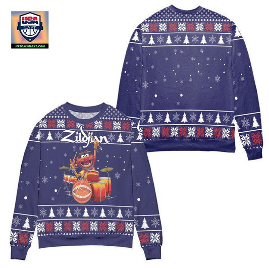 The Muppet Show Zildjian Drums Ugly Christmas Sweater ? Blue ? Usalast