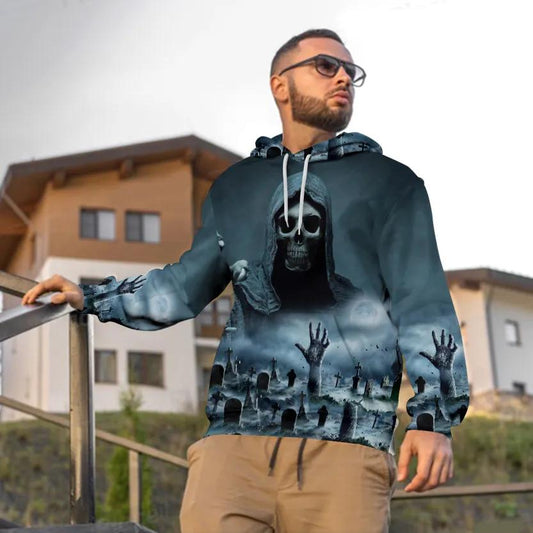 The Night Hunter Skull 3D All Over Print Hoodie -Moonbestprint