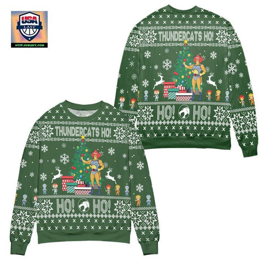 ThunderCats Ho Pine Tree and Snowflake Ugly Christmas Sweater ? Green ? Usalast