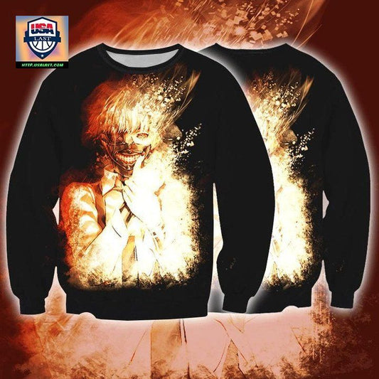 Tokyo Ghol Sweater ? Kaneki Ken In Fire 3D Printed Sweater ? Usalast
