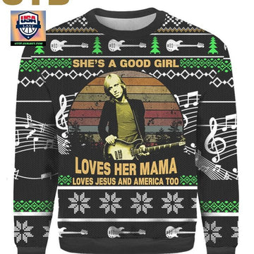 Tom Petty Loves Her Mama Loves Jesus And America Too Vintage Ugly Xmas 3D Sweater ? Usalast