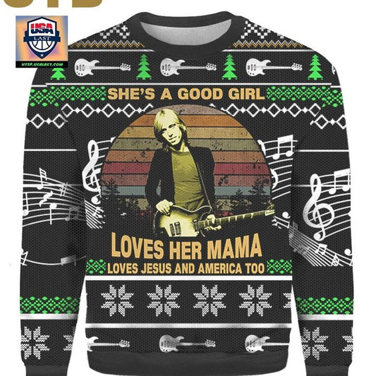 Tom Petty Loves Her Mama Loves Jesus And America Too Vintage Ugly Xmas 3D Sweater ? Usalast