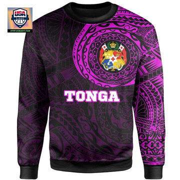 Tonga In My Heart Tattoo Style Sweater Pink Knitted Long-Sleeved Sweater A7 ? Usalast